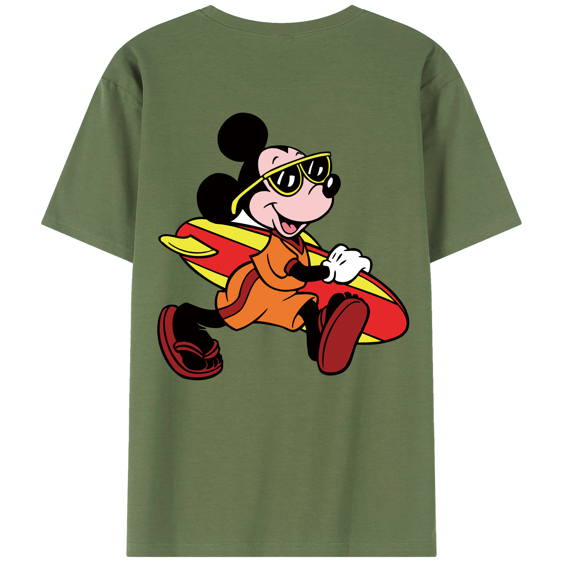 ミッキーマウス Mickey Mouse 綿100％ メンズ半袖Tシャツ（バックプリント） 通気性